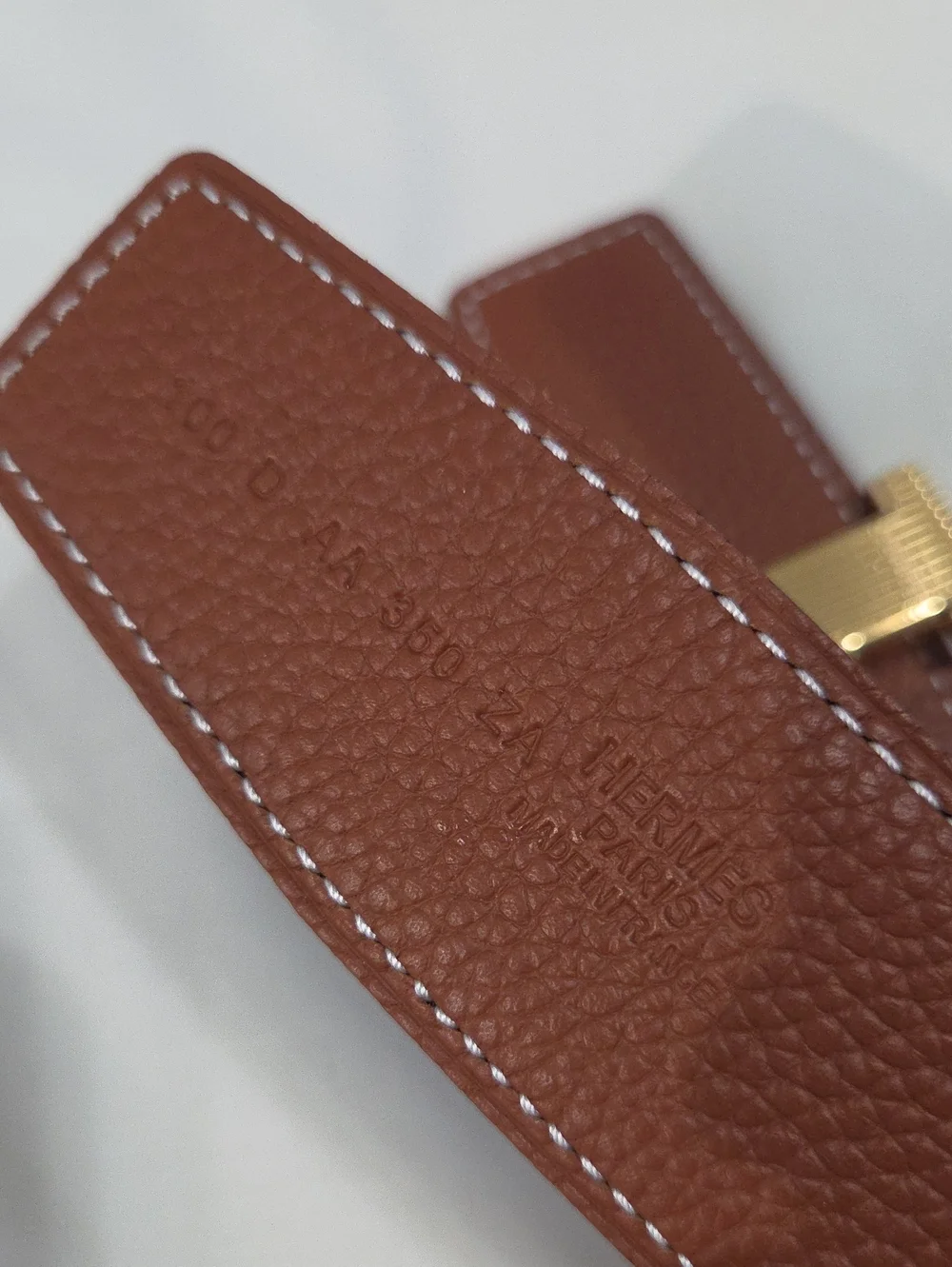 Hermes Brown Leather Men's Belt with Gold H Buckle 100cm